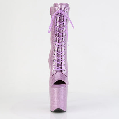 FLAMINGO-1041GP Pleaser Lilac Glitter 8 Inch Pole Dancing Ankle Boots