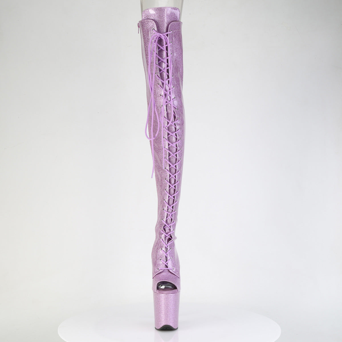 FLAMINGO-3021GP Pleaser Lilac Glitter 8 Inch Strippers Thigh High boots