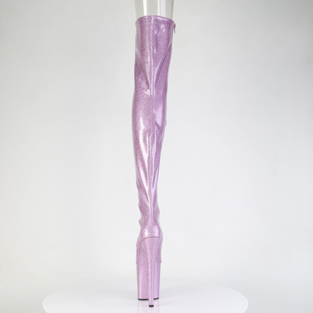 FLAMINGO-3021GP Pleaser Lilac Glitter 8 Inch Strippers Thigh High boots