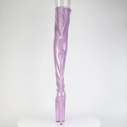 FLAMINGO-3021GP Pleaser Lilac Glitter 8 Inch Strippers Thigh High boots