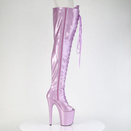 FLAMINGO-3021GP Pleaser Lilac Glitter 8 Inch Strippers Thigh High boots
