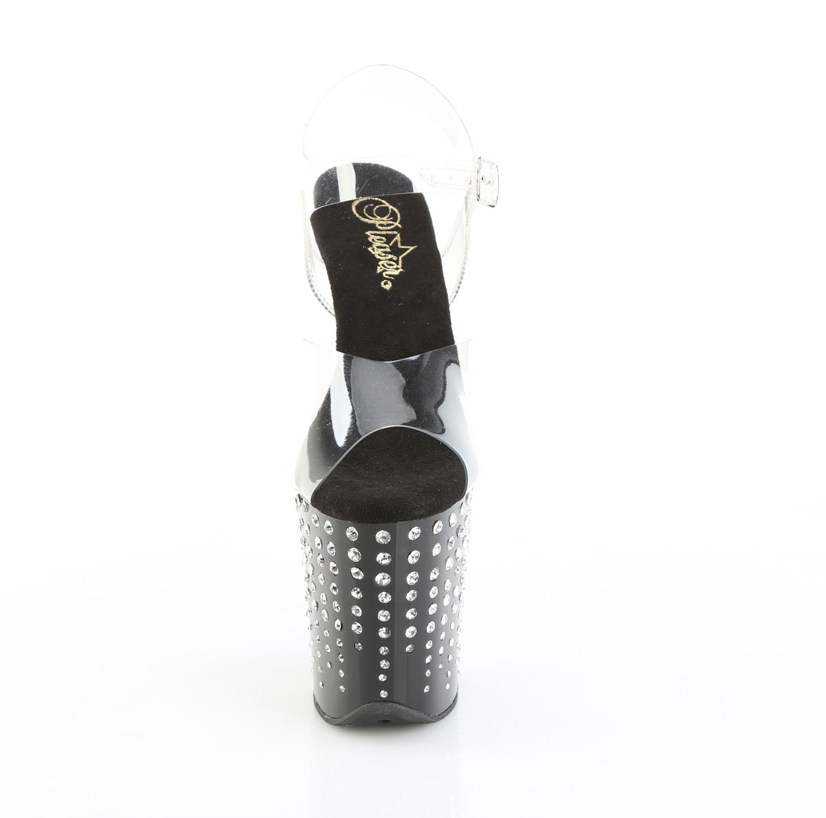 FLAMINGO-808TDRS Pleaser Clear Black 8 Inch High Dancers Pole Heels