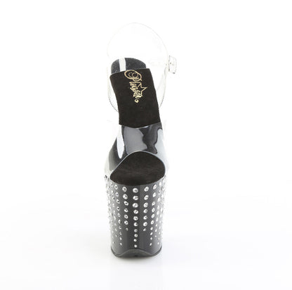 FLAMINGO-808TDRS Pleaser Clear Black 8 Inch High Dancers Pole Heels