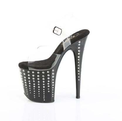FLAMINGO-808TDRS Pleaser Clear Black 8 Inch High Dancers Pole Heels