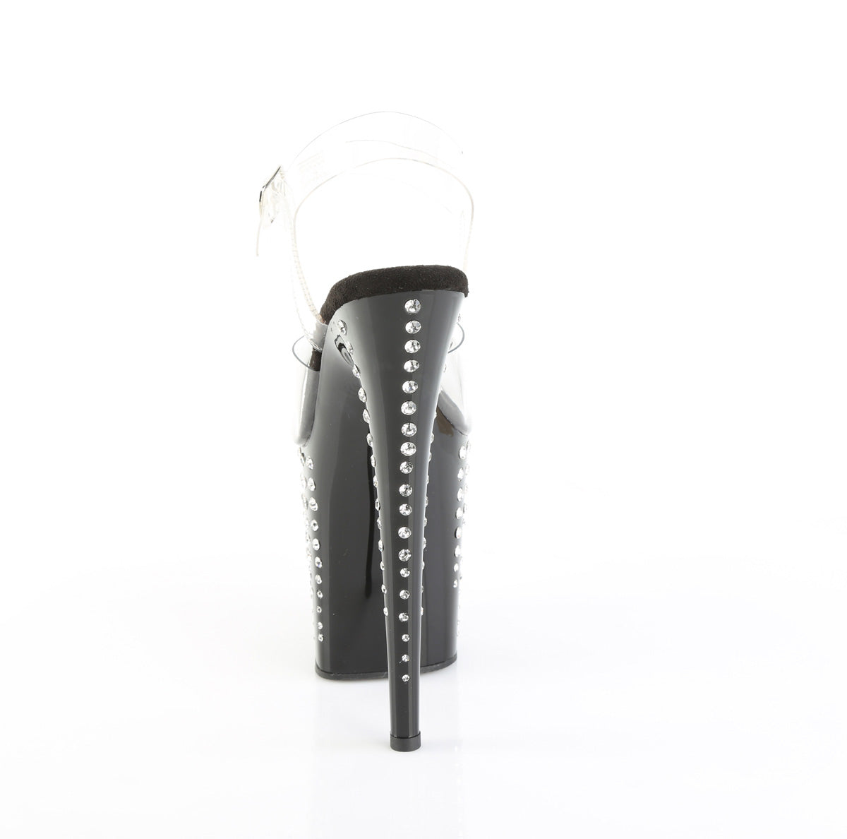 FLAMINGO-808TDRS Pleaser Clear Black 8 Inch High Dancers Pole Heels