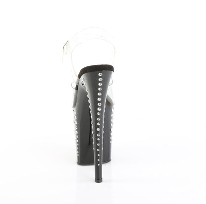 FLAMINGO-808TDRS Pleaser Clear Black 8 Inch High Dancers Pole Heels