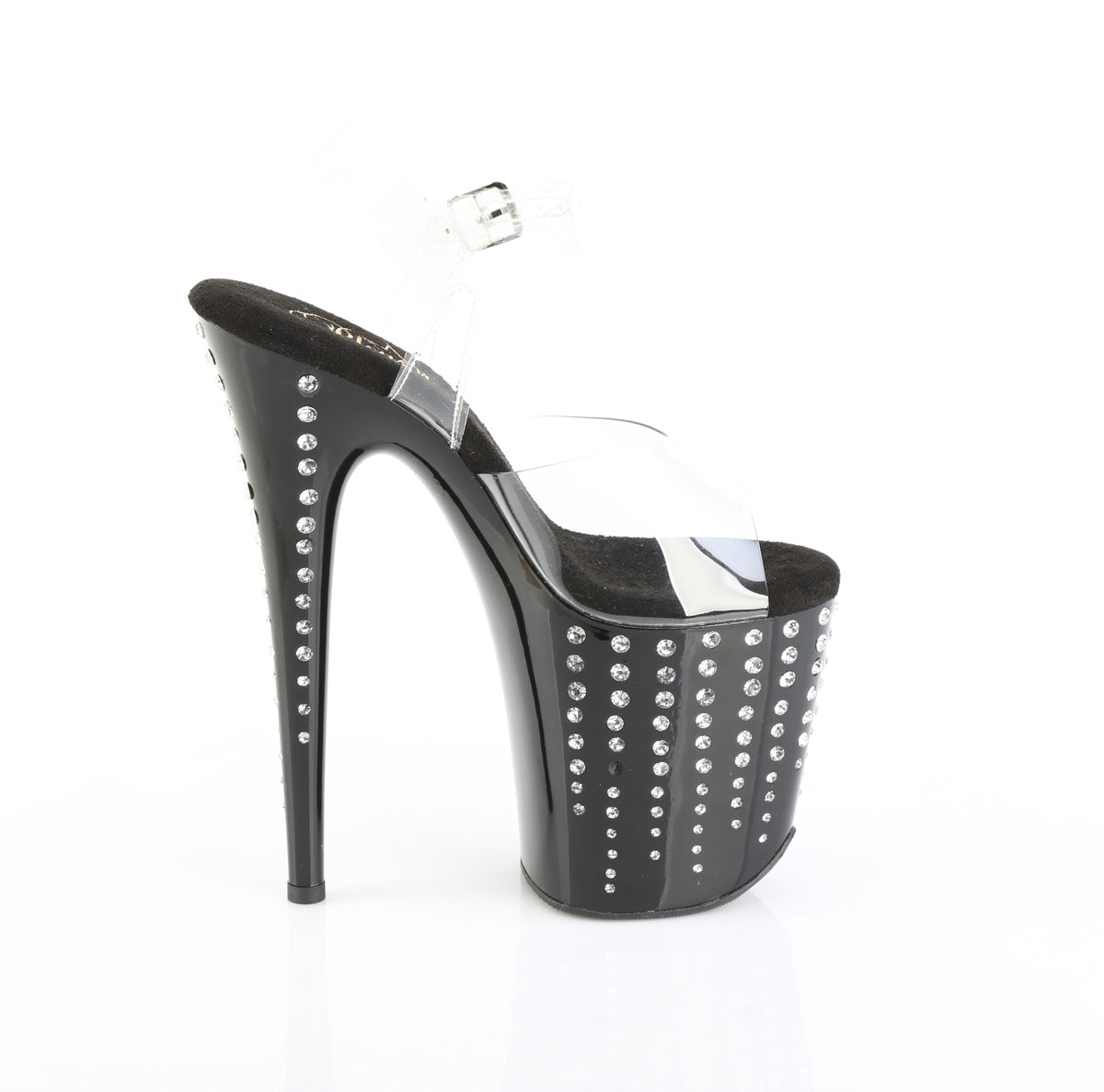 FLAMINGO-808TDRS Pleaser Clear Black 8 Inch High Dancers Pole Heels