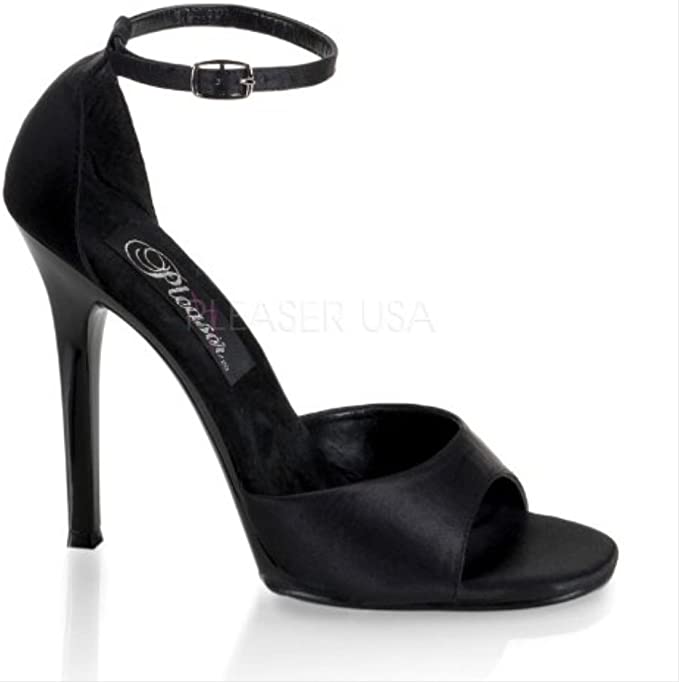 Pleaser GALA36 Black Satin Sexy Shoes Discontinued Sale Stock 4 uk (37 Europe - 7 Usa) Black Satin