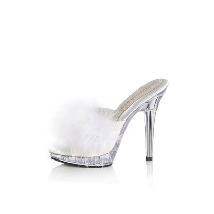 LIP-101-8 Fabulicious 5 Inch Heel White Satin Fur Bedroom Sexy Shoes