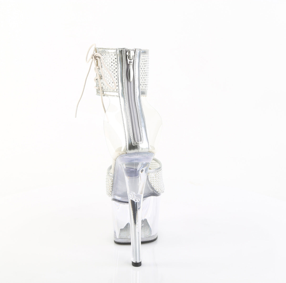 SKY-324PREM-RSNT Pleaser Clear Silver 7 Inch Platform Pole Platform Shoes