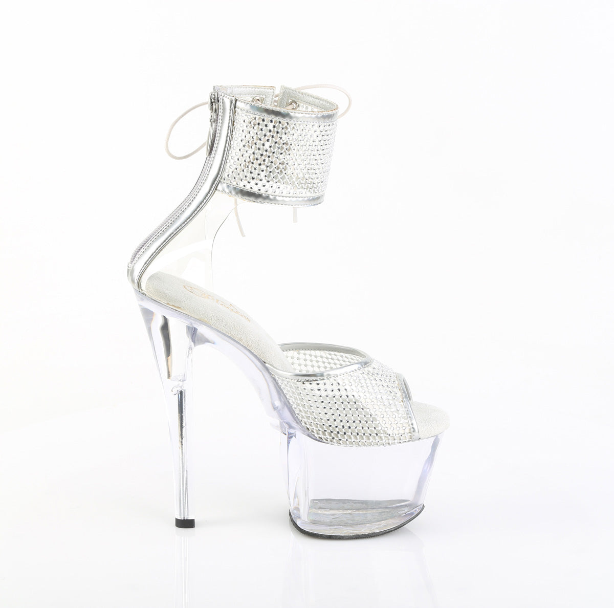 SKY-324PREM-RSNT Pleaser Clear Silver 7 Inch Platform Pole Platform Shoes
