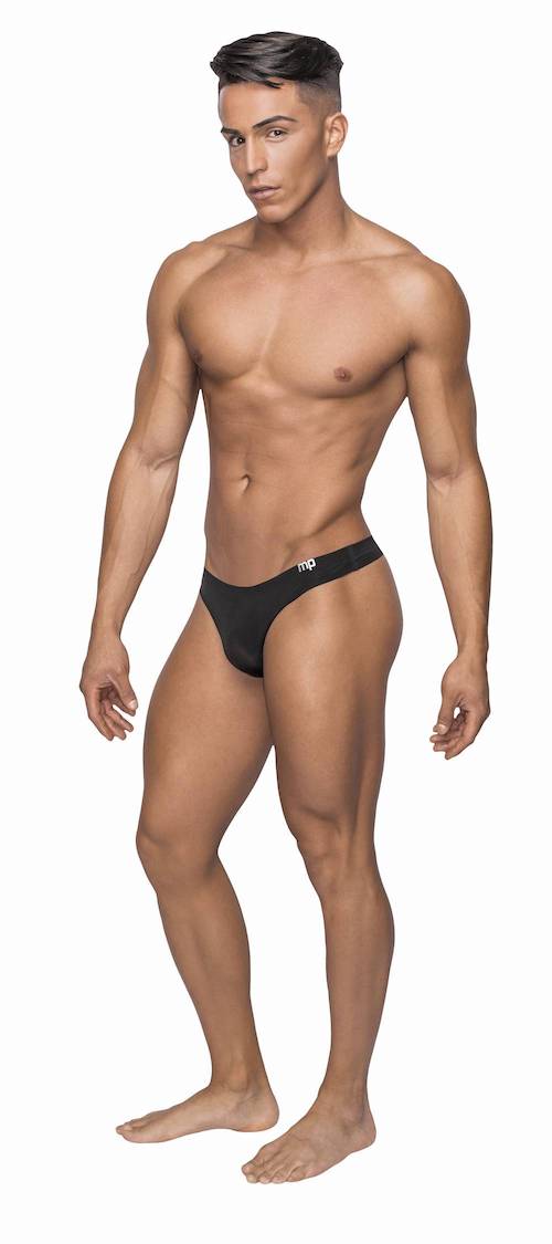 MPSMS007 Malepower Sleek Thong w/sheer pouch - Black Small Medium Black