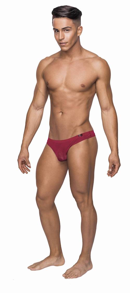 MPSMS007 Malepower Sleek Thong w/sheer pouch - Wine Large X-Large Wine