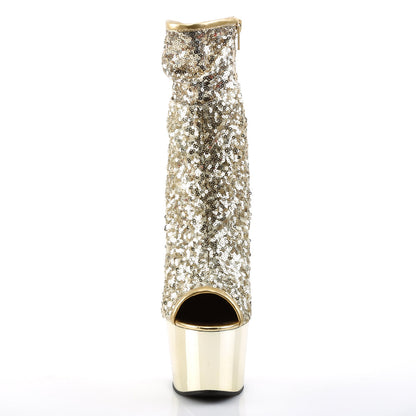 ADORE-1008SQ Pleaser Pole Dancing Gold Sequin Ankle Boots