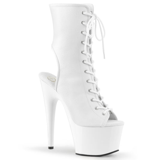 ADORE-1016 Pleaser White 7 Inch Exotic Platform Ankle Boots