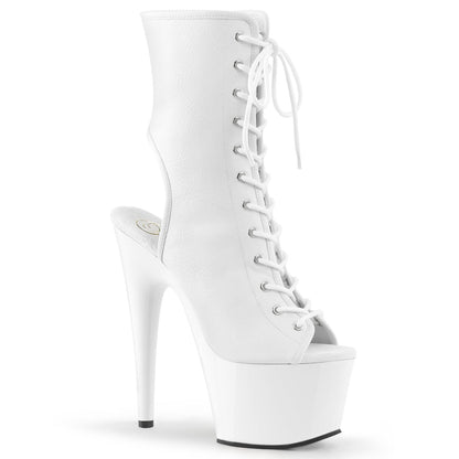 ADORE-1016 Pleaser White 7 Inch Exotic Platform Ankle Boots White Faux Leather White