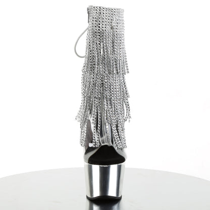 adore 1017rsf pleaser kinky bling boots 7 inch heel with platforms open toe back ankle boots silver heels