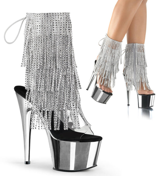 ADORE-1017RSF Pleaser Clear 7 Inch Pole Dance Ankle Boots