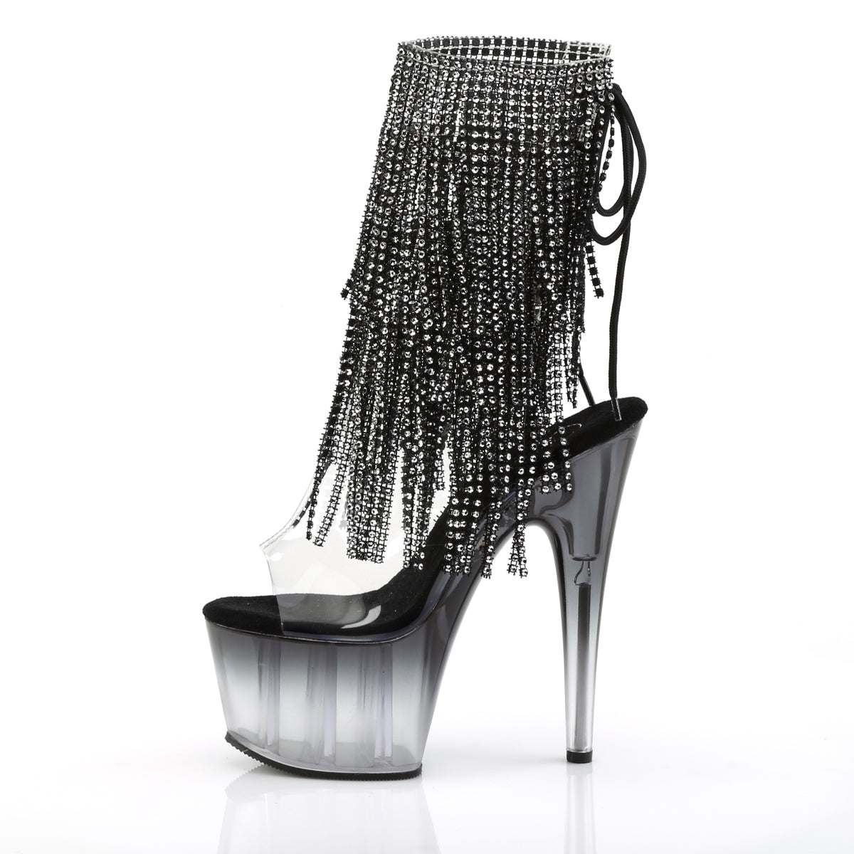 adore 1017rsft pleaser kinky bling boots 7 inch heel with platforms open toe back ankle boots