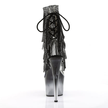 adore 1017rsf pleaser kinky bling boots 7 inch heel with platforms open toe back ankle boots silver heels
