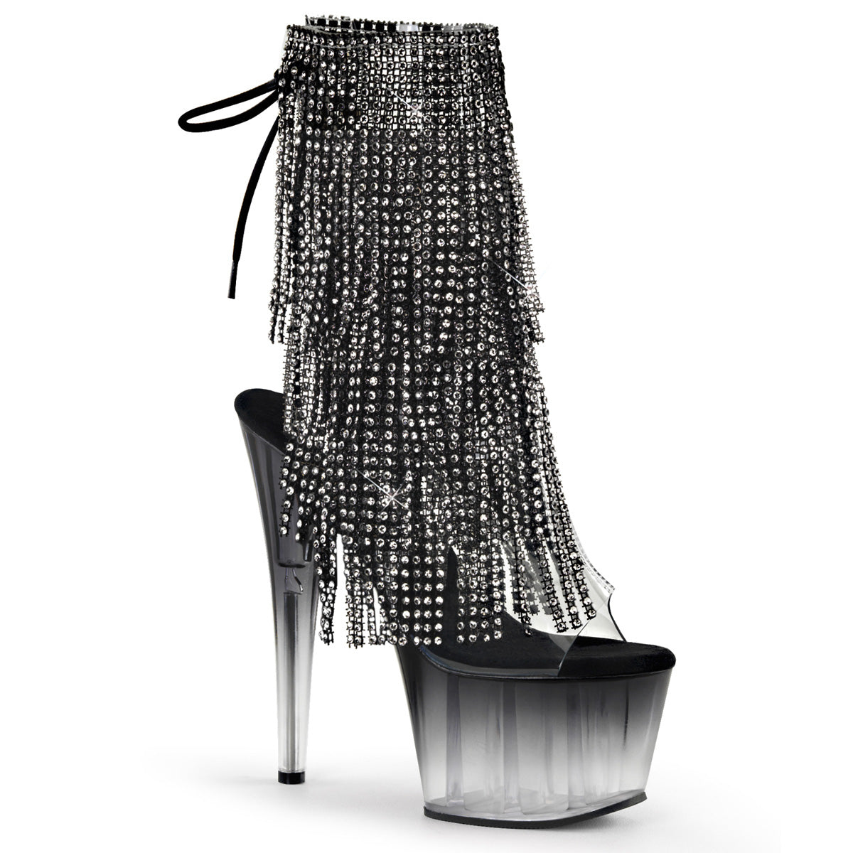 ADORE-1017RSFT 7" Heel Clear Black Pole Dancing Ankle Boots-Pleaser- Sexy Shoes