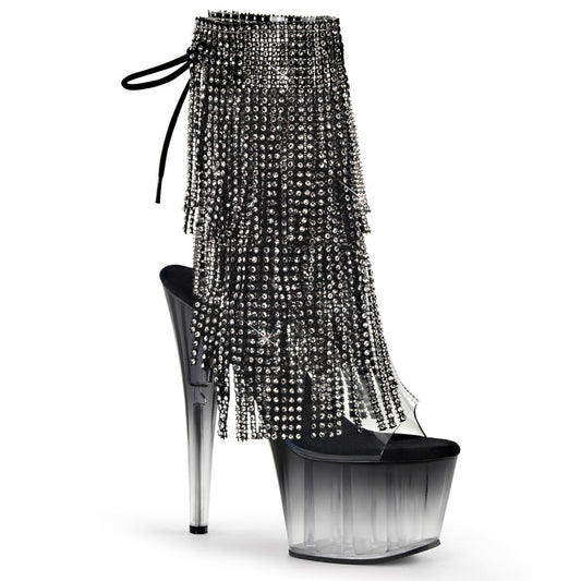 ADORE-1017RSFT 7" Heel Clear Black Pole Dancing Ankle Boots-Pleaser- Sexy Shoes