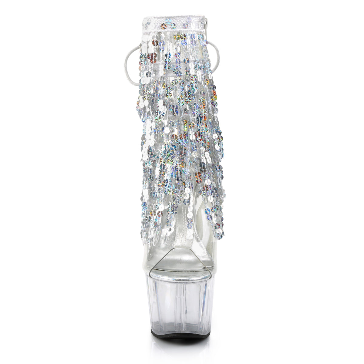 ADORE-1017SQF Pleaser Clear 7 Inch Exotic Dance Ankle Boots
