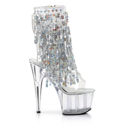 ADORE-1017SQF Pleaser Clear 7 Inch Exotic Dance Ankle Boots