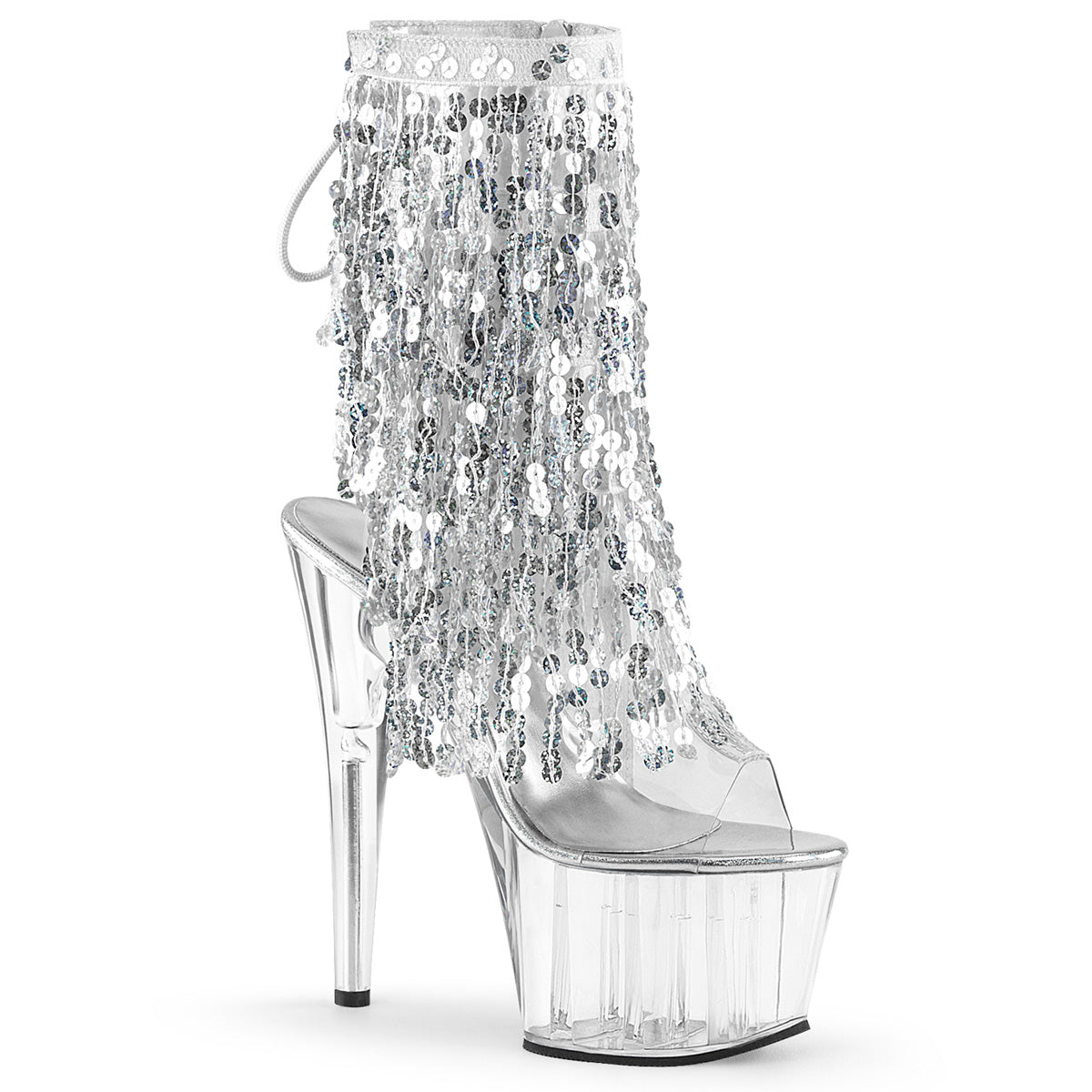 ADORE-1017SQF Pleaser Clear 7 Inch Exotic Dance Ankle Boots