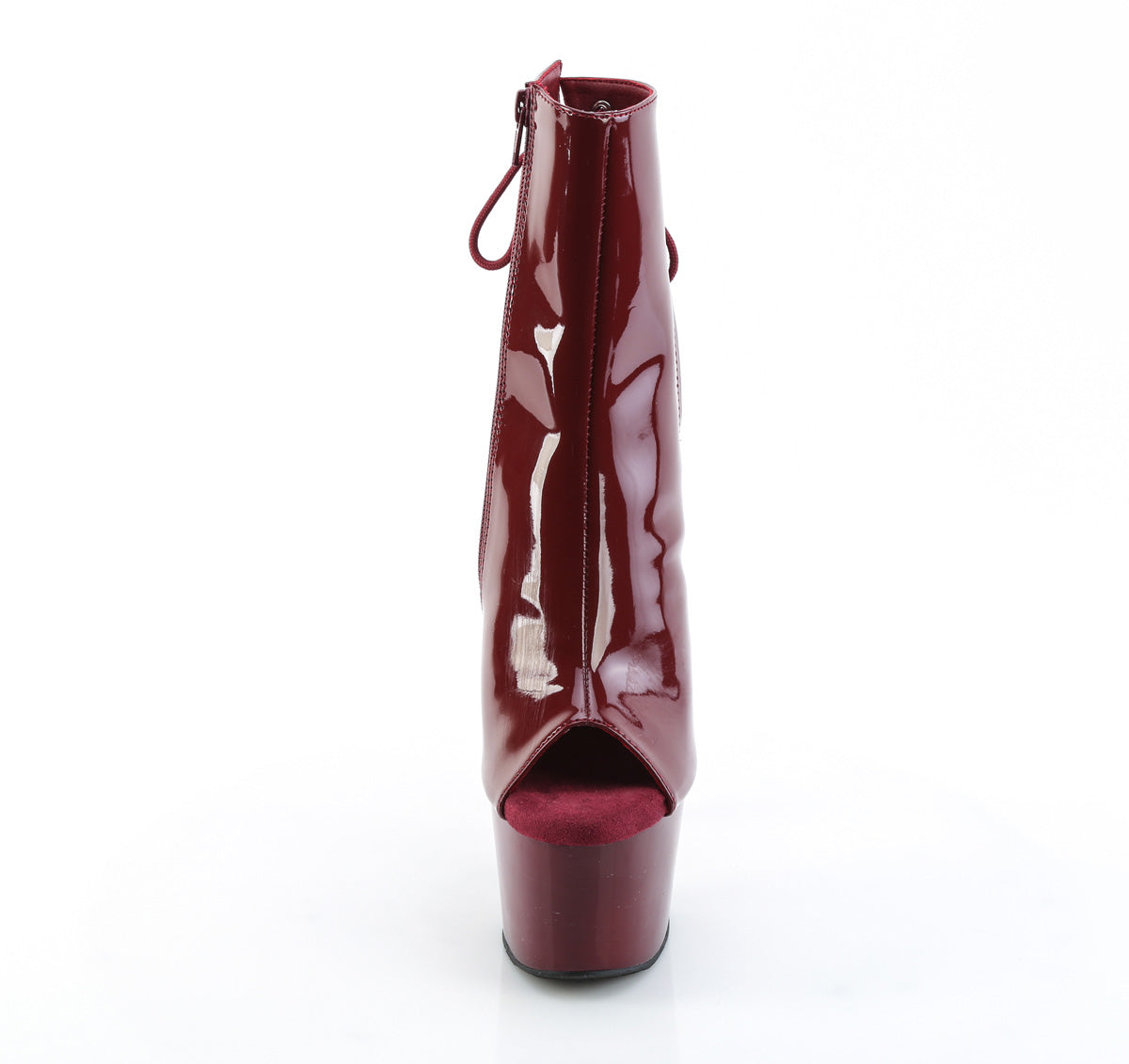 Pleaser ADORE-1018 Burgundy Lace-Up Open Toe Platform Ankle Boots - 7 Inch Heels