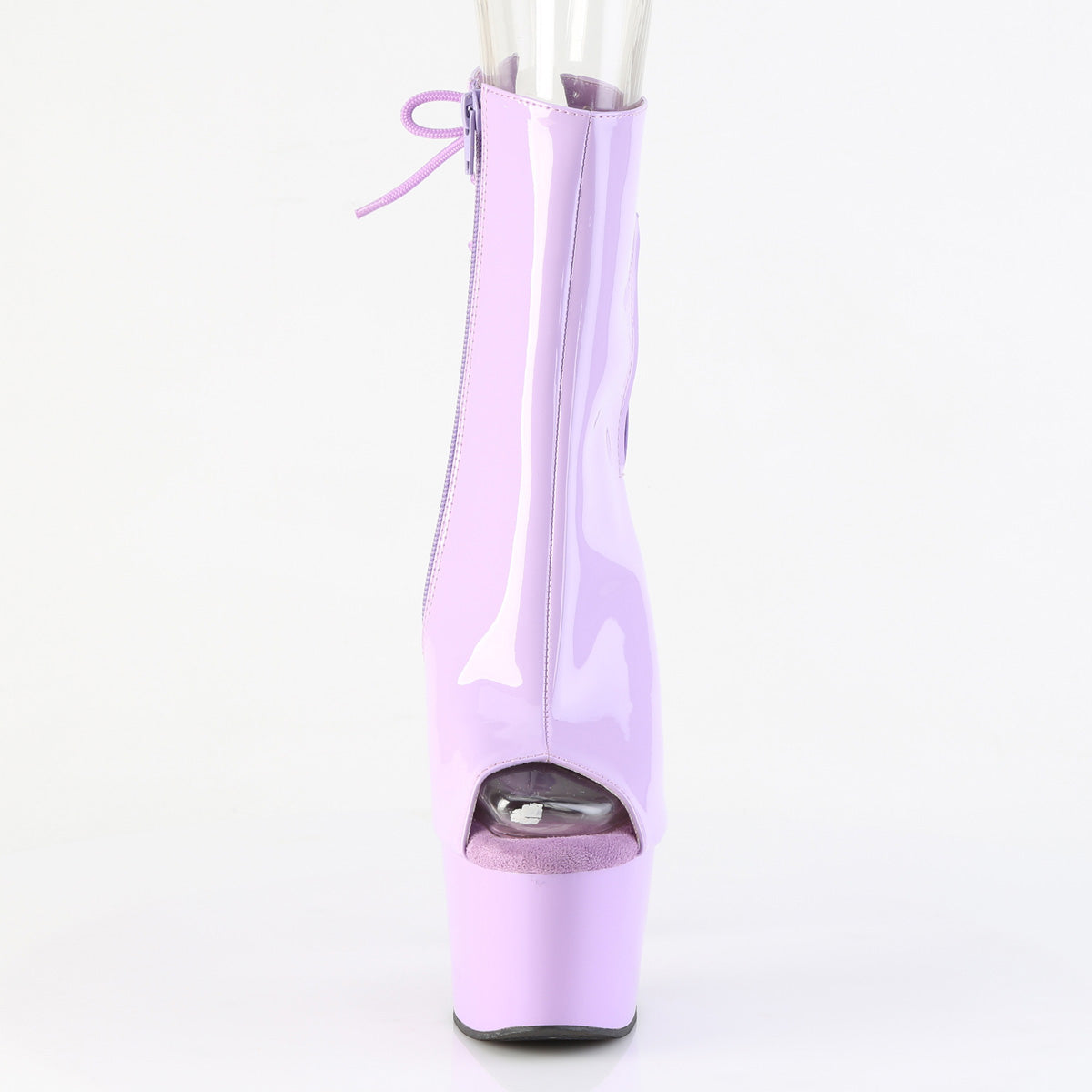 Pleaser ADORE-1018 Lavender Lace-Up Open Toe Platform Ankle Boots - 7 Inch Heels