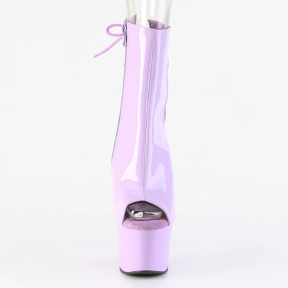 Pleaser ADORE-1018 Lavender Lace-Up Open Toe Platform Ankle Boots - 7 Inch Heels