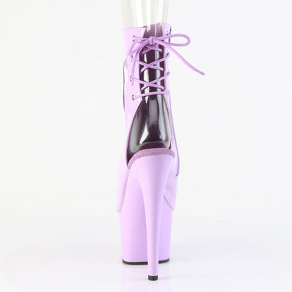 Pleaser ADORE-1018 Lavender Lace-Up Open Toe Platform Ankle Boots - 7 Inch Heels