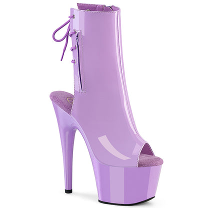 Pleaser ADORE-1018 Lavender Lace-Up Open Toe Platform Ankle Boots - 7 Inch Heels