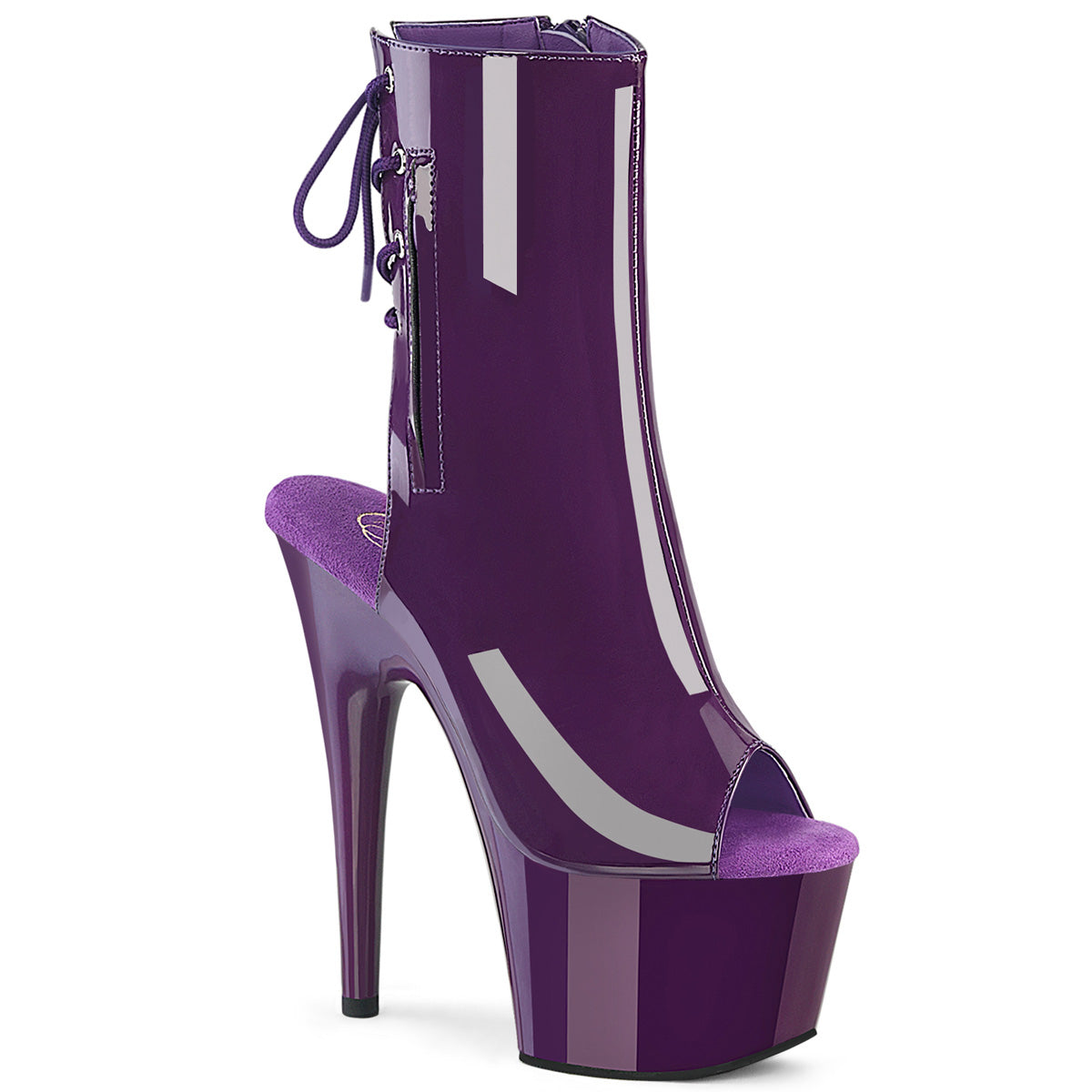 ADORE-1018 Pleaser Purple 7 Inch Strippers Ankle Boots Purple Pat Purple