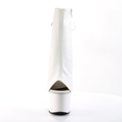 ADORE-1018 Pleaser White 7 Inch Fetish Pole Ankle Boots
