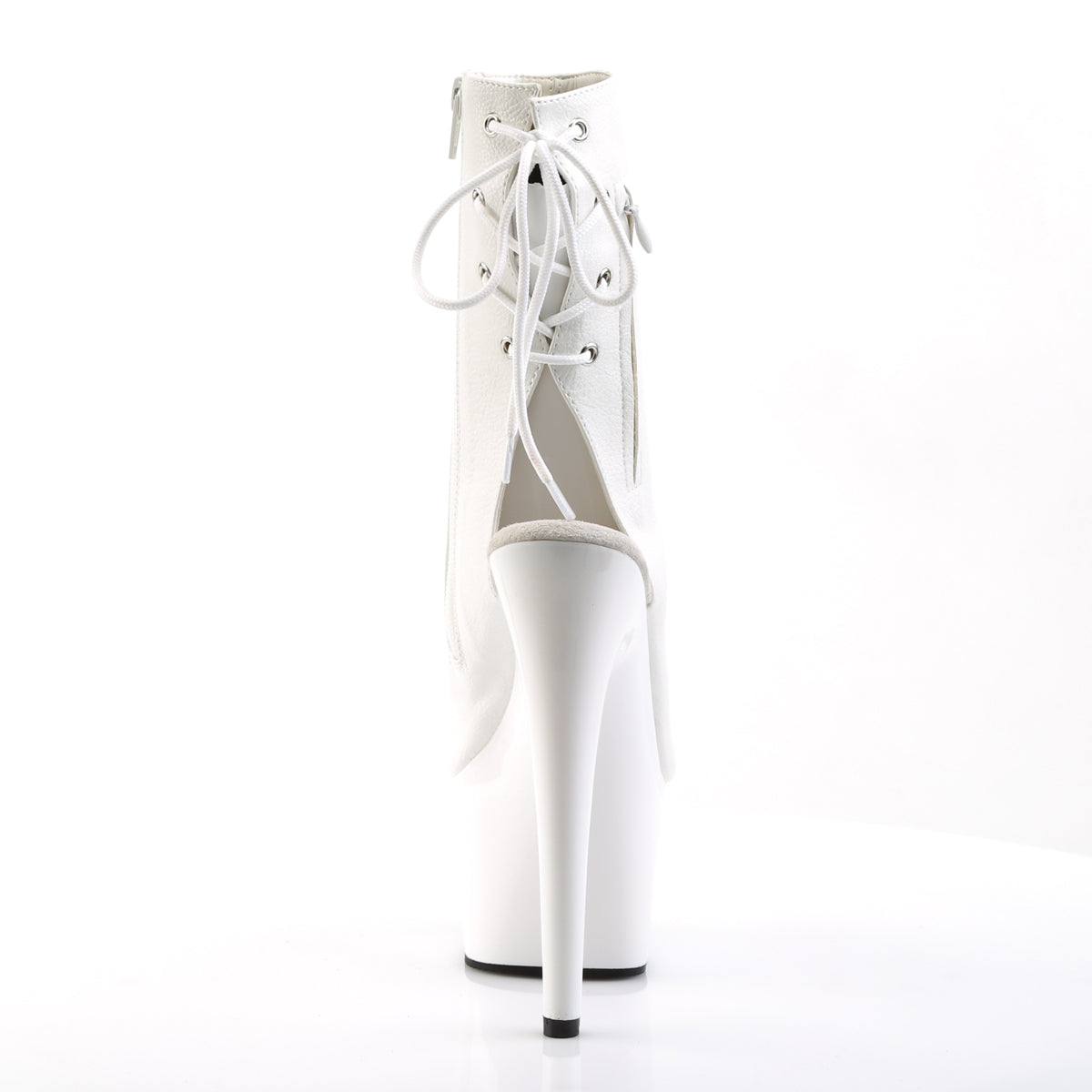 ADORE-1018 Pleaser White 7 Inch Fetish Pole Ankle Boots