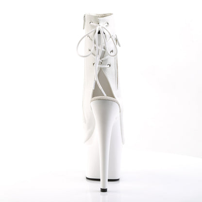 ADORE-1018 Pleaser White 7 Inch Fetish Pole Ankle Boots