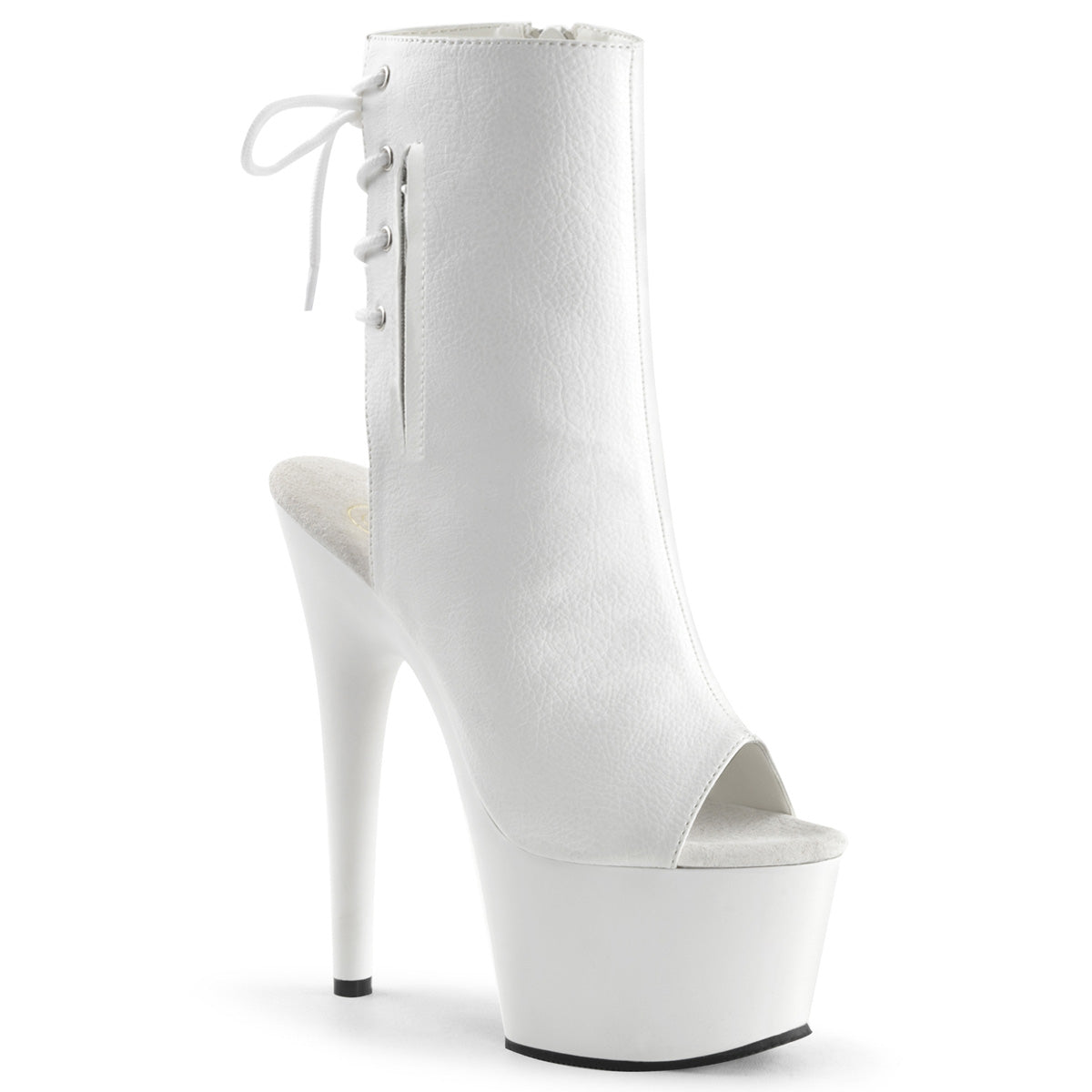 ADORE-1018 Pleaser White 7 Inch Fetish Pole Ankle Boots