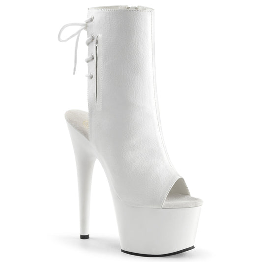 ADORE-1018 Pleaser White 7 Inch Fetish Pole Ankle Boots
