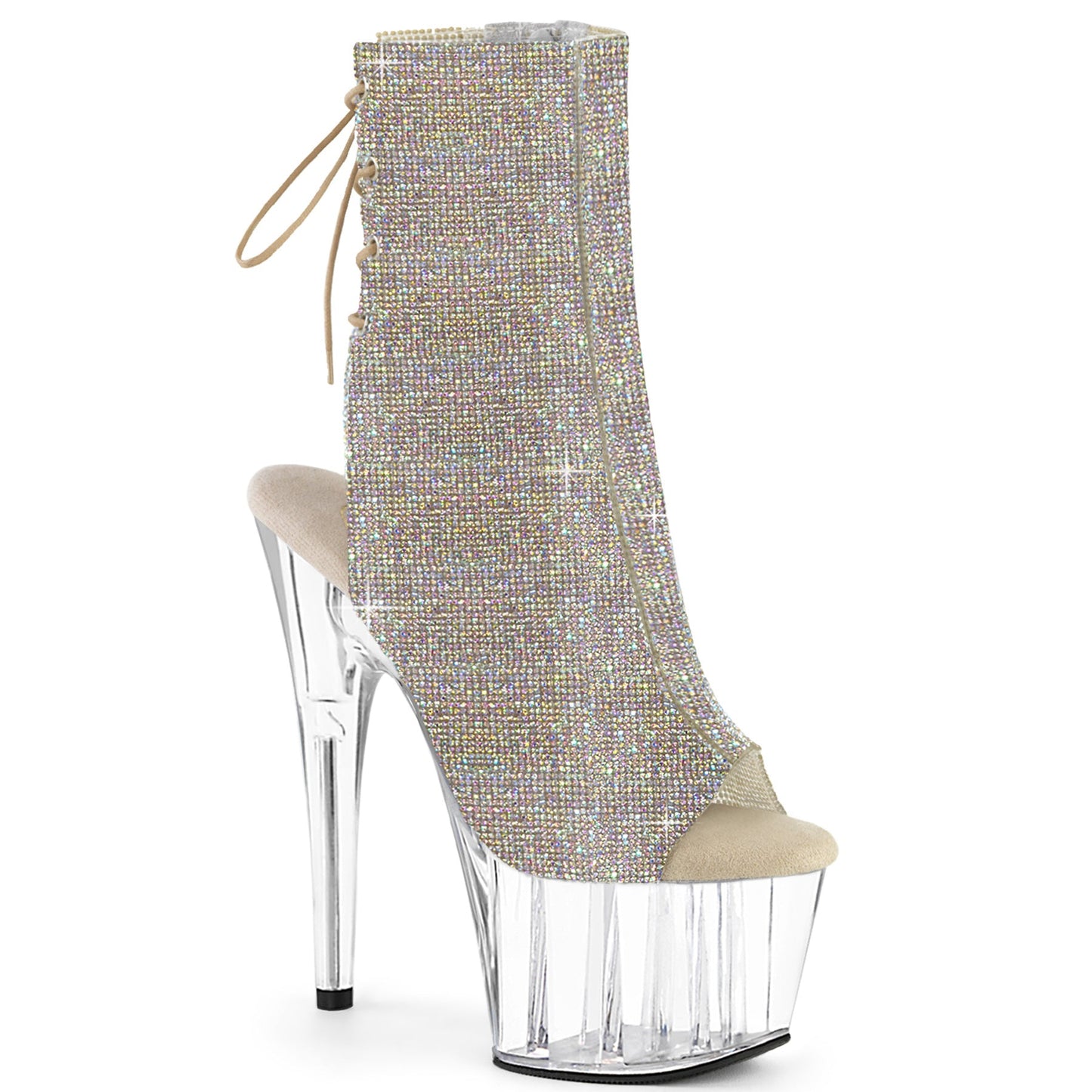 ADORE-1018C-RS Pleaser Glitter Boots with Peep Toes