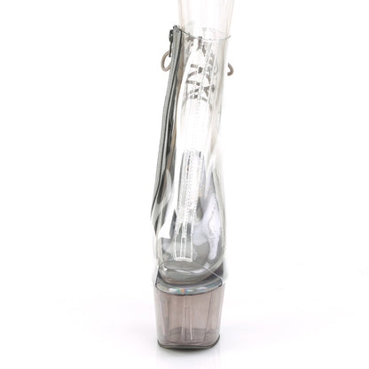ADORE-1018CT Pleaser Clear Smoke 7 Inch Ladies Fetish Ankle Boots