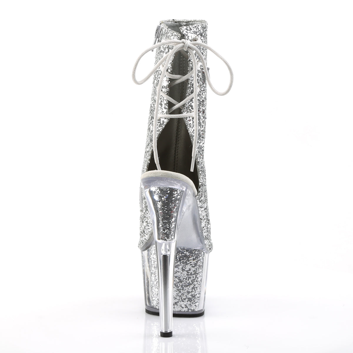 ADORE-1018G Pleaser Silver Glitter 7 Inch Pole Dance Ankle Boots