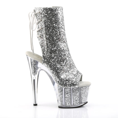 ADORE-1018G Pleaser Silver Glitter 7 Inch Pole Dance Ankle Boots