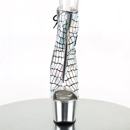 adore 1018hg pleaser sexy ankle boots holographic peep toe chrome platform boots