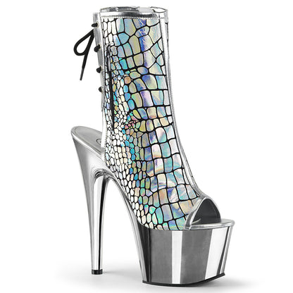 ADORE-1018HG Pleaser Silver Holo 7 Inch Exotic Dance Ankle Boots