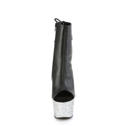 ADORE-1018LG Pleaser Black 7 Inch Strippers Ankle Boots