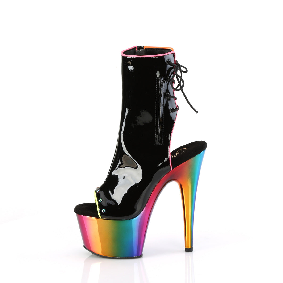ADORE-1018RC-02 Pleaser Black Rainbow 7 Inch Exotic Pole Ankle Boots