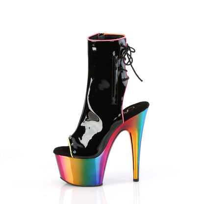 ADORE-1018RC-02 Pleaser Black Rainbow 7 Inch Exotic Pole Ankle Boots