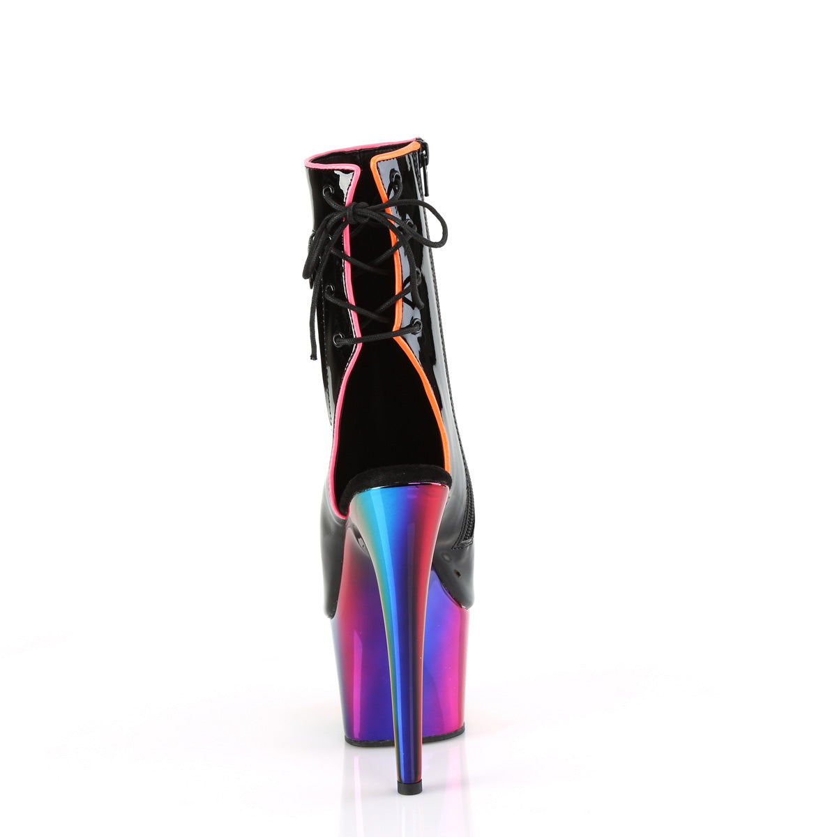 ADORE-1018RC-02 Pleaser Black Rainbow 7 Inch Exotic Pole Ankle Boots